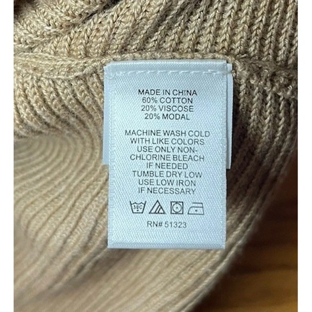 1. State Women's Balloon Sleeve Crew Neck Rib Sweater Small Beige Career Casual